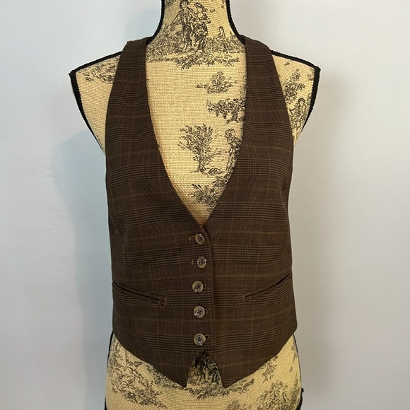 Plaid Wool Button Vest - Picture 2 of 9